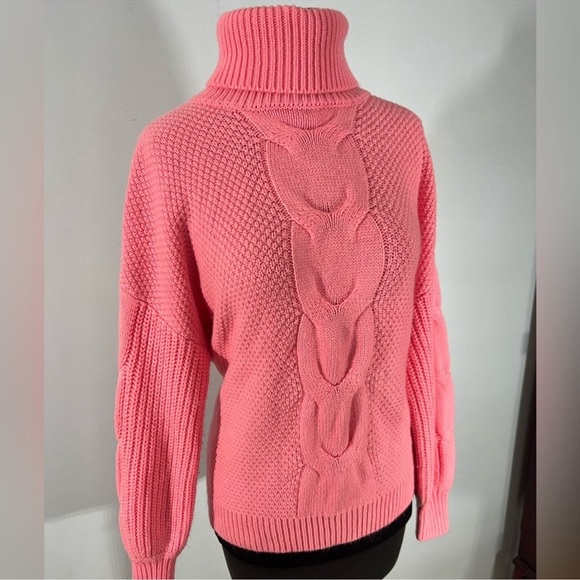 Zenana Outfitters Vibrant Pink Cowl Neck Sweater - Picture 2 of 7
